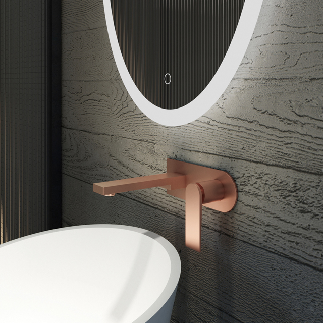 Stylish Wall-mount Basin Mixer in Brushed Rose Golden